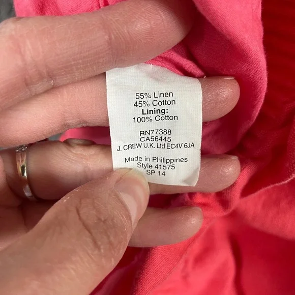 J. Crew Women's Skirt 12 Pink Linen Blend Mini Smocked Pockets Preppy Vacation - Picture 5 of 8